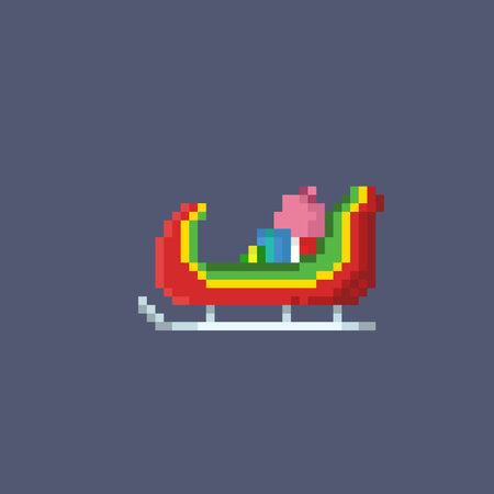 Santa cart in pixel art style