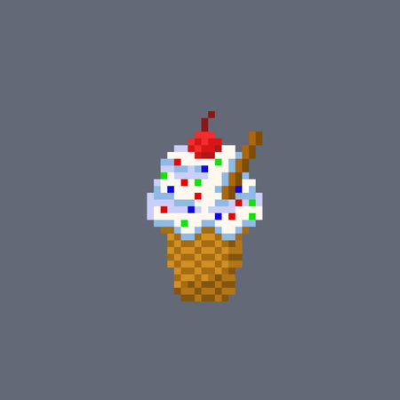 ice cream pixel art vector icon. ice cream vector icon. ice creamのイラスト素材