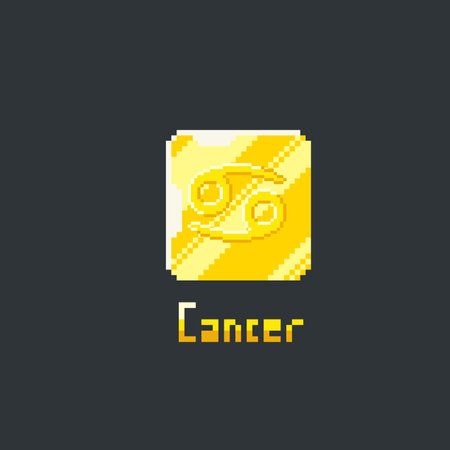 cancer golden token in pixel art style