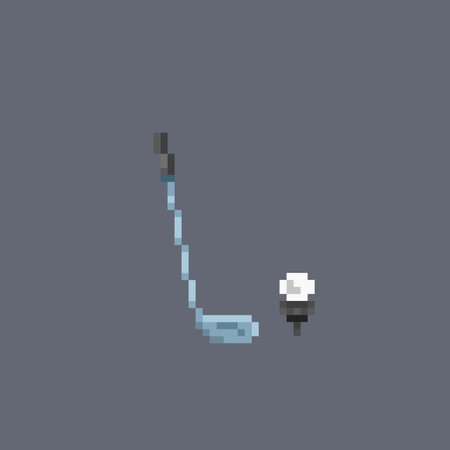 golf stick and ball in pixel art styleのイラスト素材