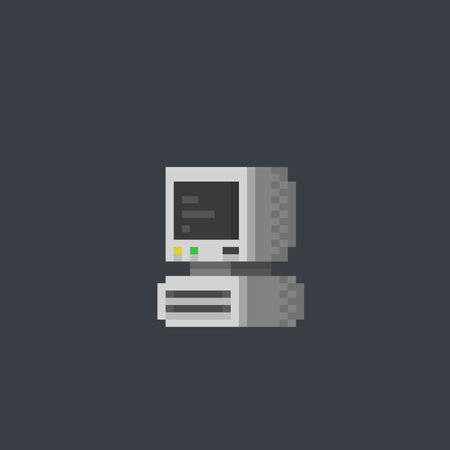 Computer monitor icon in flat style. Computer vector illustration on dark background.のイラスト素材