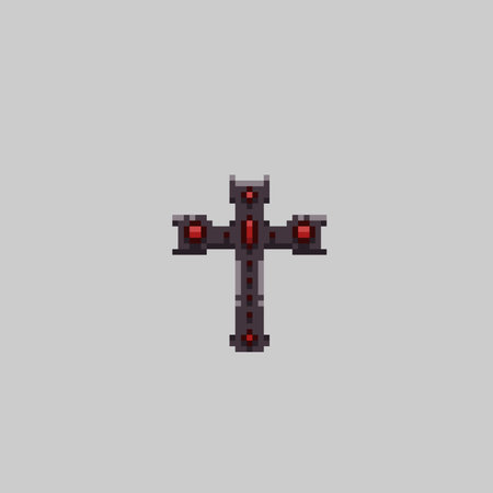 Pixel art cross isolated on grey background. Pixel art cross. Pixel art cross. Pixel art cross. Pixel art cross