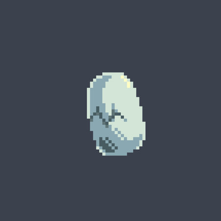 Pixel art chicken egg isolated on dark background. 8 bit chicken egg.のイラスト素材
