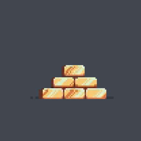 golden bar pile in pixel art styleのイラスト素材