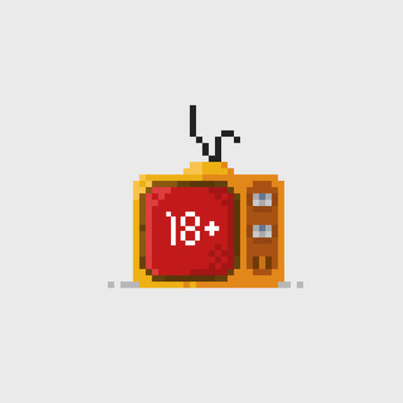 a television with eighteen plus  sign in pixel art styleのイラスト素材