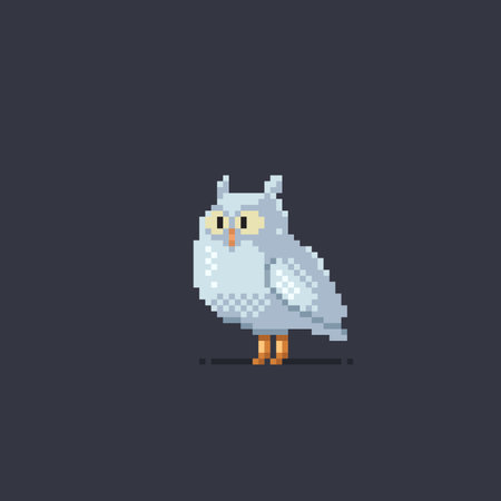 white owl in pixel art styleのイラスト素材