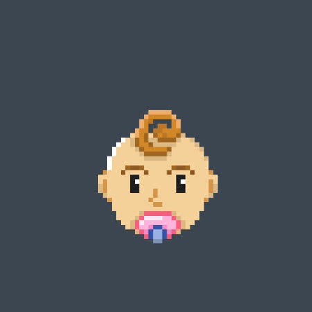 a baby head in pixel art styleのイラスト素材