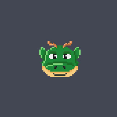 baby dragon head in pixel art styleのイラスト素材