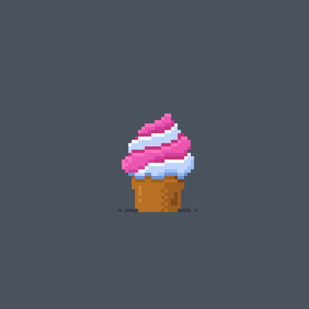 ice cream with double flavor in pixel art styleのイラスト素材
