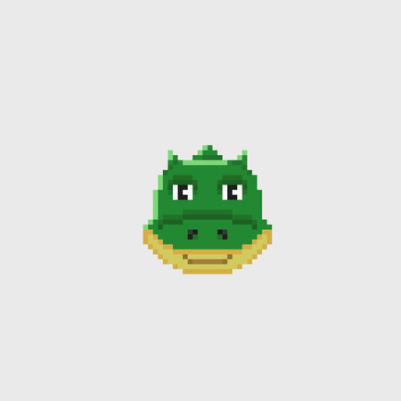 baby crocodile head in pixel art styleのイラスト素材