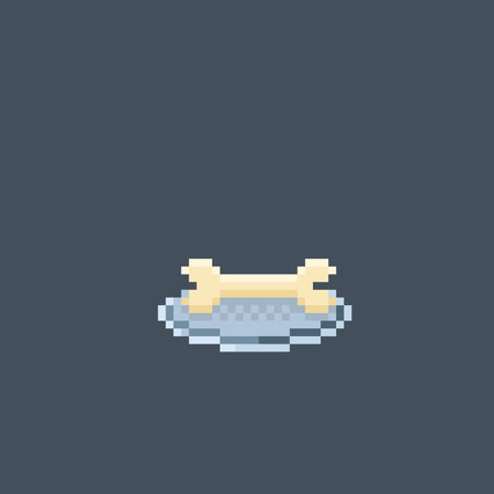 bone in the plate with pixel art styleのイラスト素材
