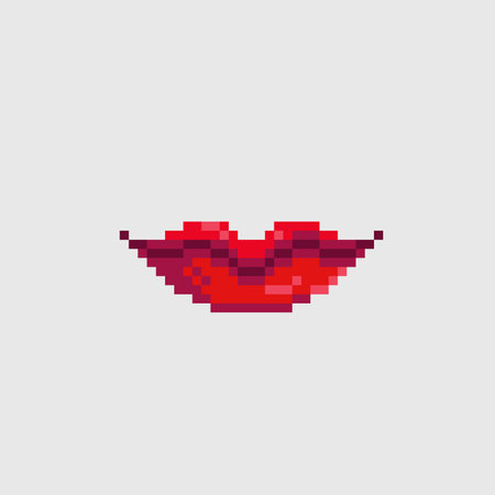 Pixel art lips. Pixel art lips. Pixel art lips. Vector illustrationのイラスト素材
