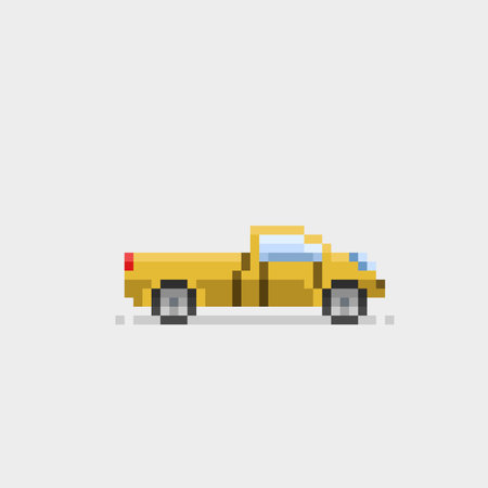 Retro car pixel art icon. Vector illustration in a flat styleのイラスト素材