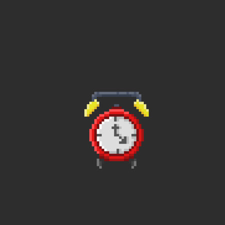 Retro alarm clock pixel art icon. 8 bit vector illustration.のイラスト素材