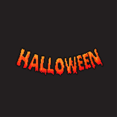 Halloween lettering in pixel art style. Halloween vector illustration.のイラスト素材
