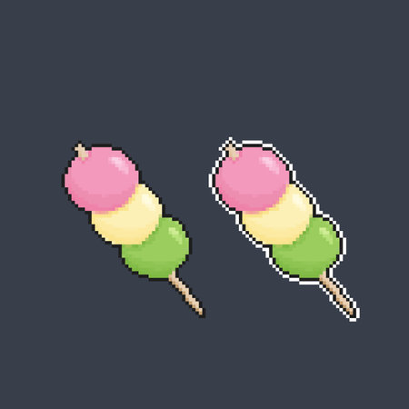 dango dumpling in pixel art styleのイラスト素材