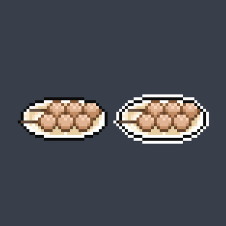 meatball satay in pixel art styleのイラスト素材