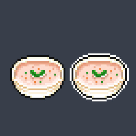 creamy soup in pixel art styleのイラスト素材