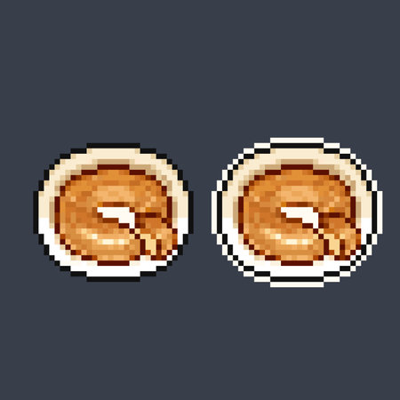 a muffin on the plate in pixel art styleのイラスト素材