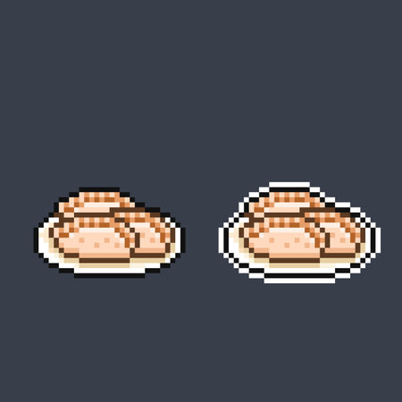 dumplings on the plate in pixe art styleのイラスト素材