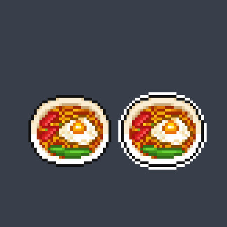 fried noodle in pixel art styleのイラスト素材