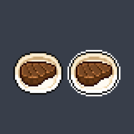 steak grill food in pixel art styleのイラスト素材