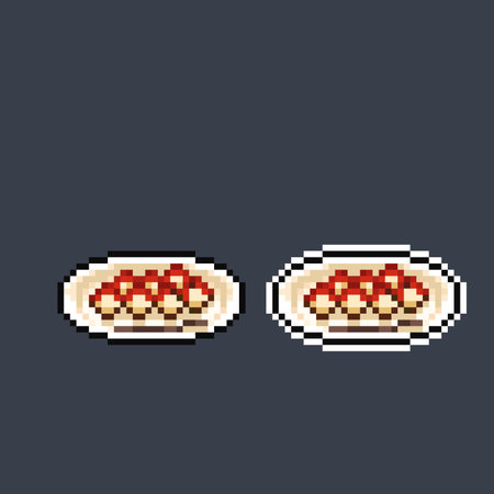 tapioca ball with chili sauce in pixel art styleのイラスト素材