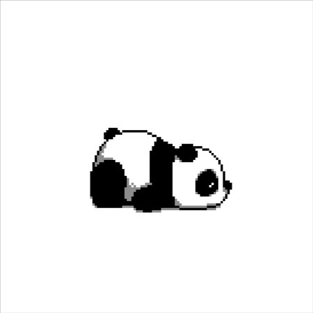 sleeping panda in pixel art styleのイラスト素材