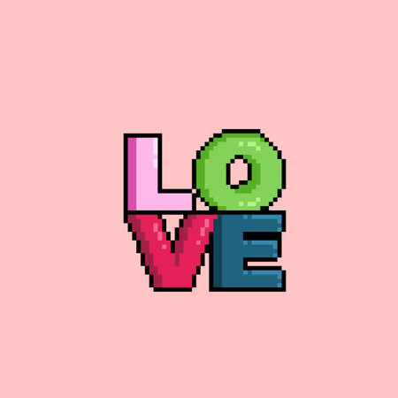 love text in pixel art styleのイラスト素材