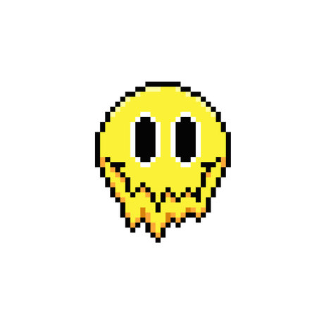 melting yellow head in pixel art style