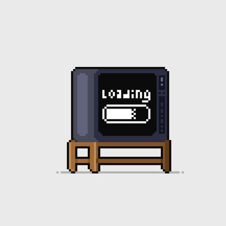 a television with loading screen in pixel art styleのイラスト素材