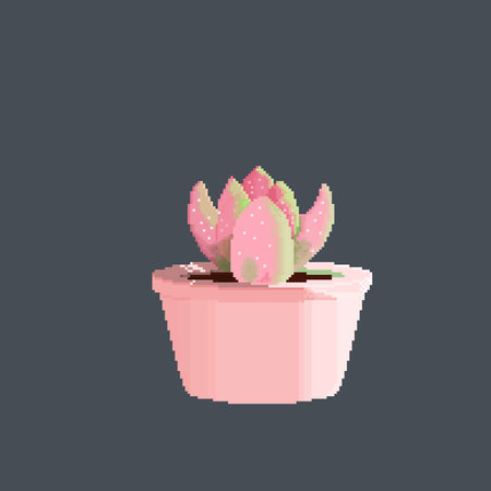 pink plant color in pixel art styleのイラスト素材