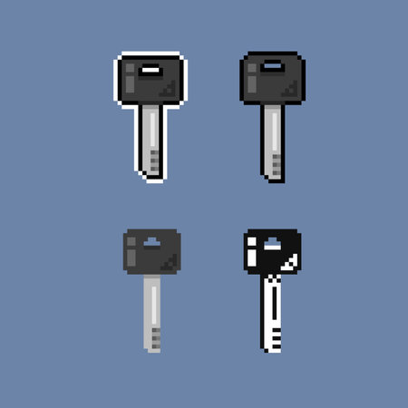 pixelated key with different styleのイラスト素材