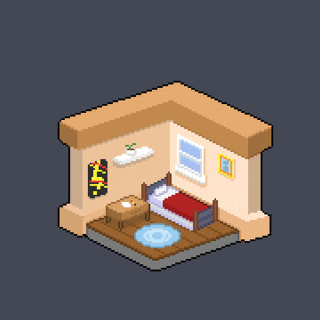 isometric room in pixel art styleのイラスト素材