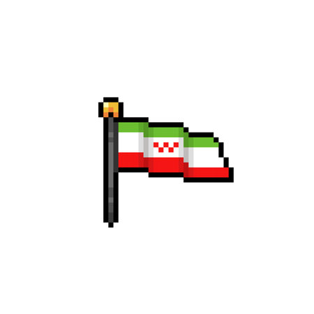 iran flag in pixel art styleのイラスト素材