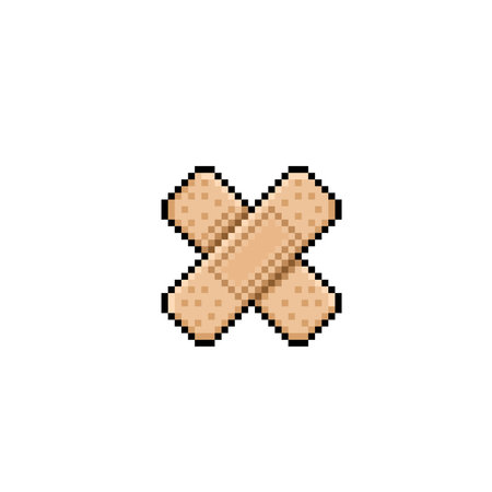 crossed bandage in pixel art styleのイラスト素材