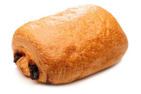 Chocolate croissant isolated against white backgroundの写真素材