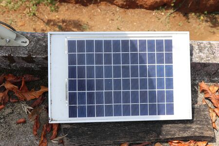 Solar panel or solar cell which converts solar energy to electrical energy used to charge lighting equipmentsの写真素材