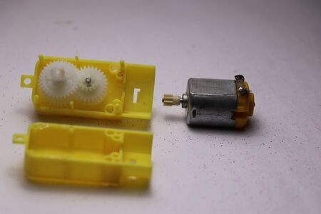 Opening of dc gear motor to see inside viewの写真素材