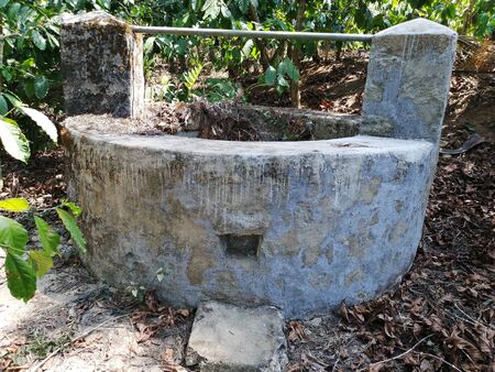 Abandoned well in the middle of coffee plantationの写真素材