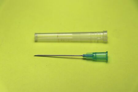 Syringe needle used in injecting medicines with needle capの写真素材