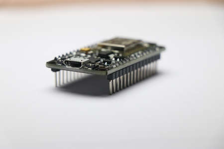 Close up of Open source firmware used in making iot projects prototype on white backgroundの写真素材