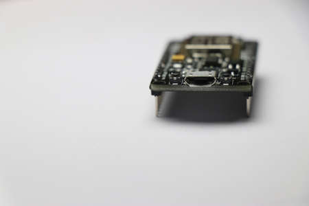 Close up of development board which is used in making IOT projects and other mini electronic...