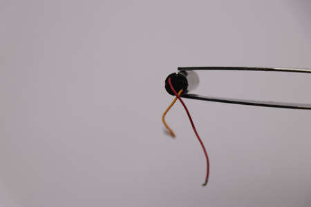Coreless motor backside part with wires for connection. High speed dc motor for mini dronesの写真素材