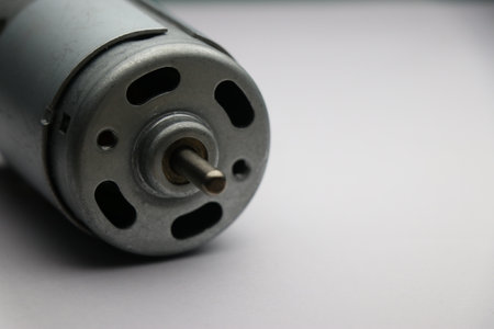 DC Motor also called by name 775 Motor which has large torque and low noise closeup of shaft part. DC Motor with space for copy textの写真素材