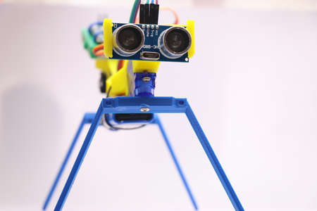 Small robotic project using ultrasonic sensor. Hobby project made from 3D printed partsの写真素材