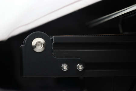 Support frame for heating and printer bed of 3D printer machine detailed close up shot