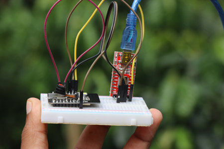 Micro controller board with other electronic components made as a prototype of some electronic...