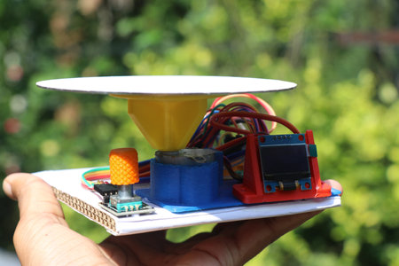 Rotating table display stand made with 3d printed parts that uses OLED and stepper motor used in videographyの写真素材