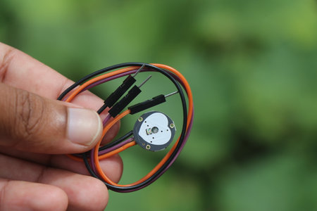 Pulse sensor module with jumper wires controlled by a micro controller used in prototyping...